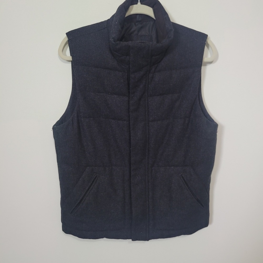 Gap Size XS Puffer Vest Women's Wool Blend Charcoal Gray Quilted Full Zip Snap